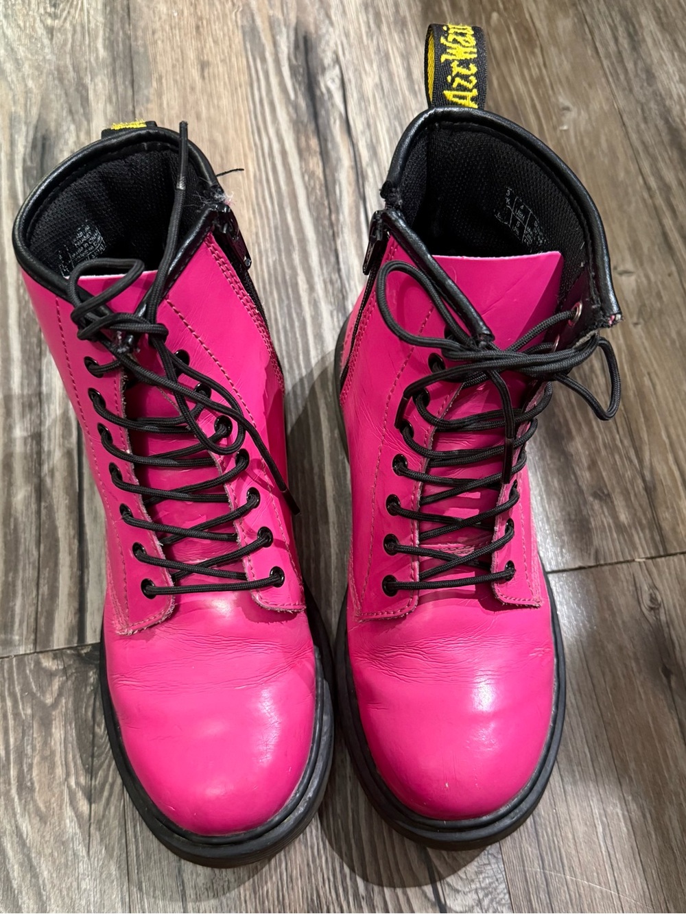 Dr. Martens Hot Pink Patent Leather Lace-Up Side Zip Boots US 5 EU 36
